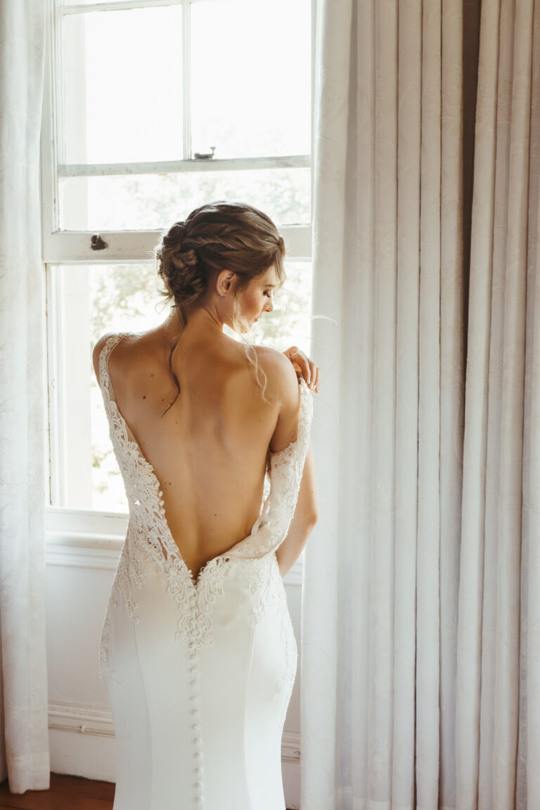 Cotswold wedding photographer - bride getting ready portrait